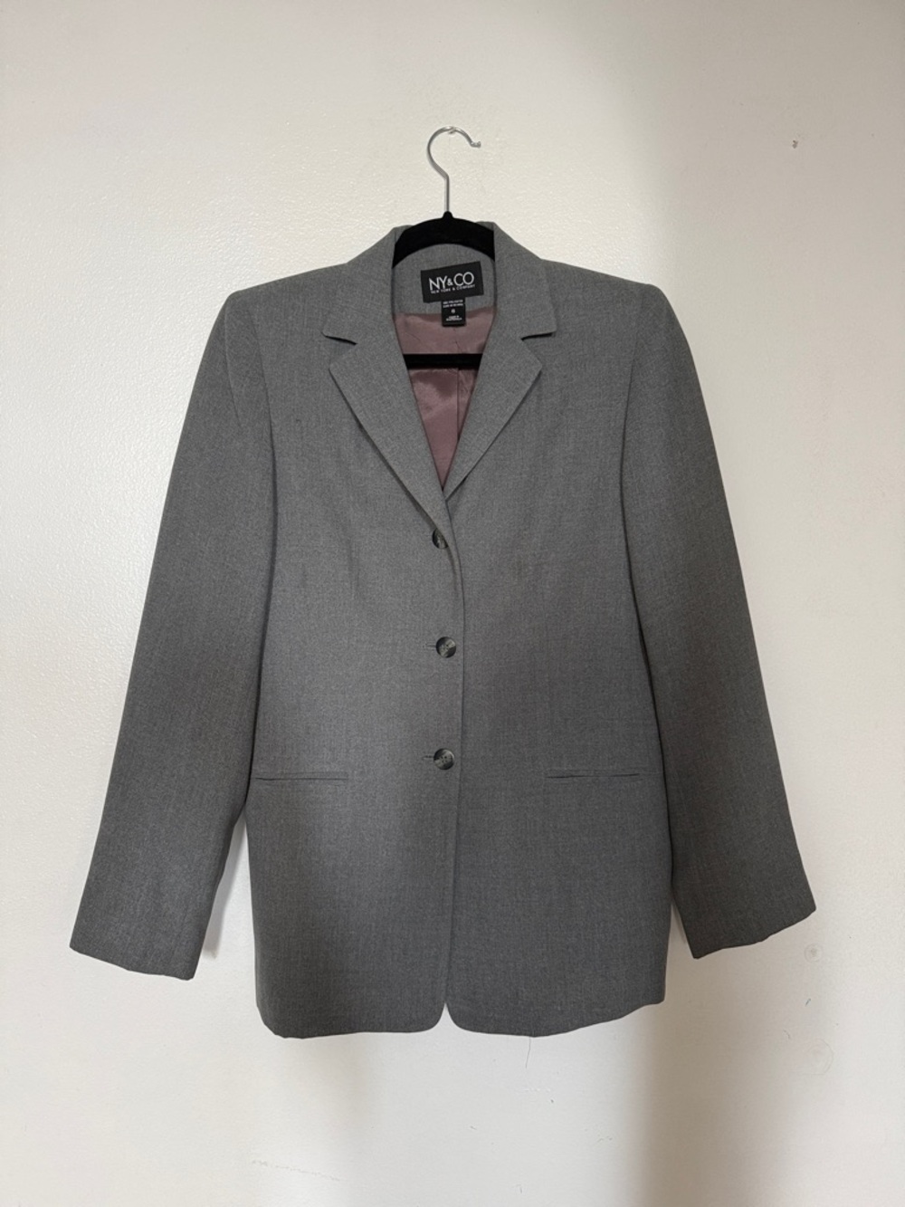New York & Company Charcoal Gray Three-Button Blazer
